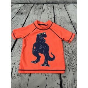 Carter's Kids Boys Orange Dinosaur Oeko Tec Swim Shirt Size 12 Months Rashquard